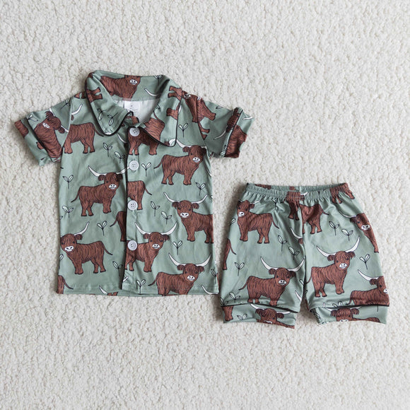 cow Summer boys  pajamas