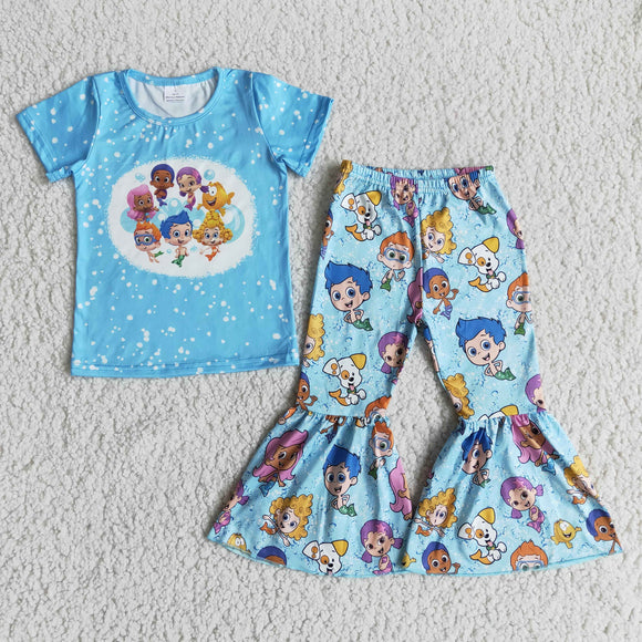 blue cartoon girls clothing  outfits