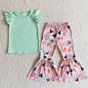 green cartoon summer girl clothing