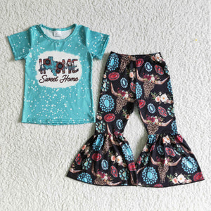 SWEET HOME cow blue girl outfits