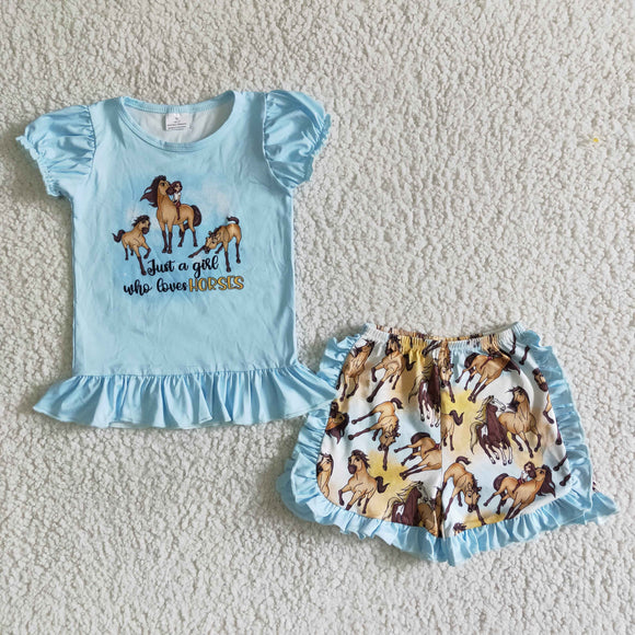 blue horses Girl's Summer outfits