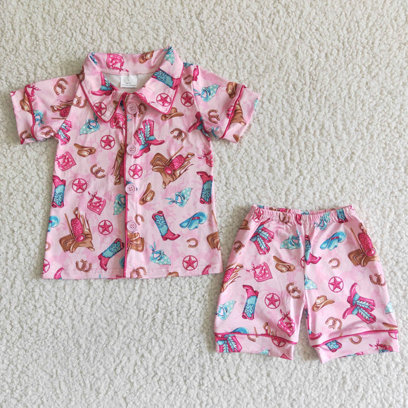 Summer Pink boots girl pajamas