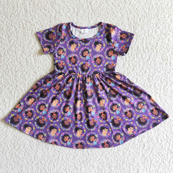 purple cartoon print dress