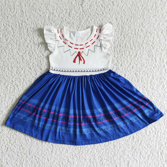 Best-selling white and blue girl dress