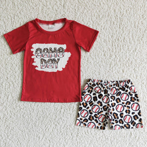 summer red baseball boy clothing