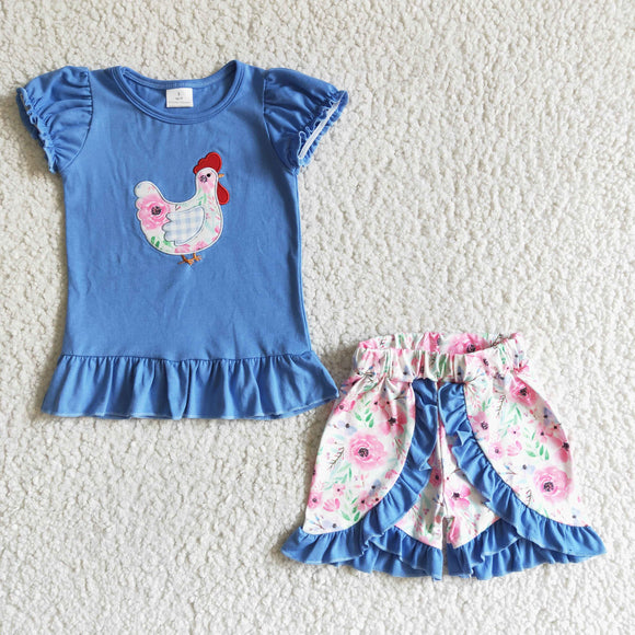 Blue embroidery  print Summer outfits