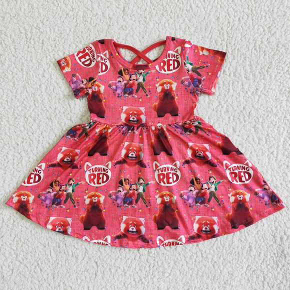 red cartoon bear girl dress