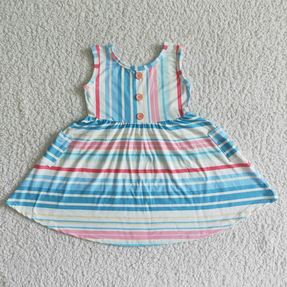 Chromatic stripe girl dress