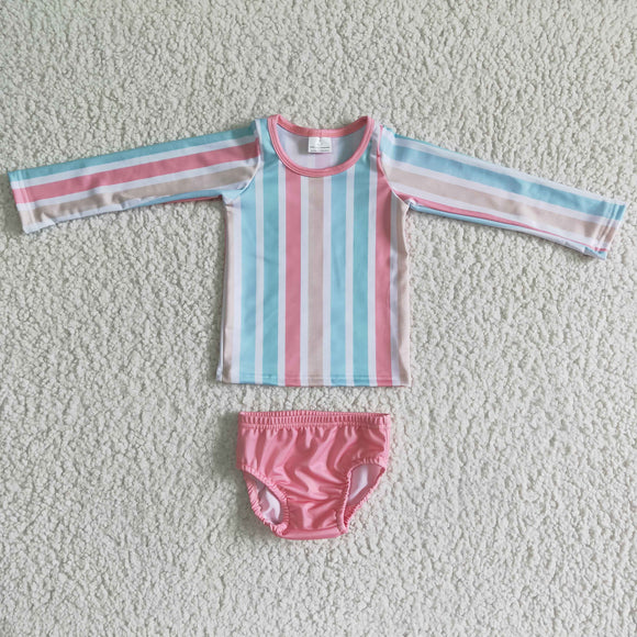 colorful stripe girl swimwear