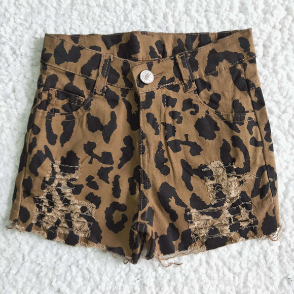 summer  leopard jean shorts