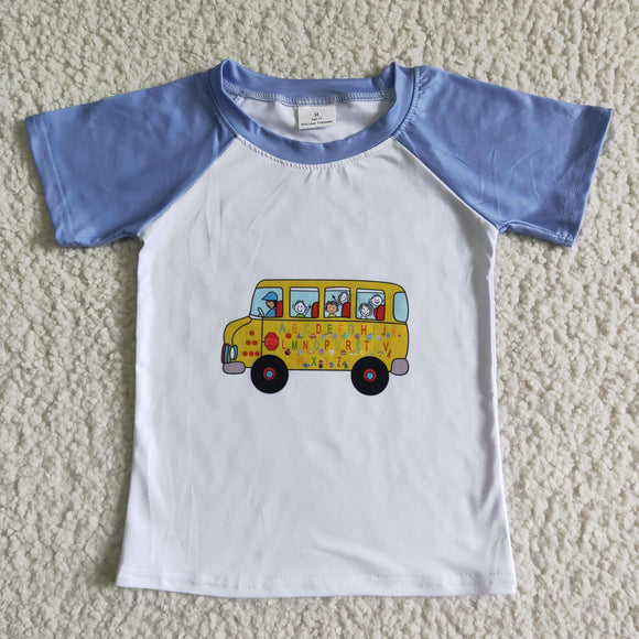 blue bus short-sleeved shirts for boys