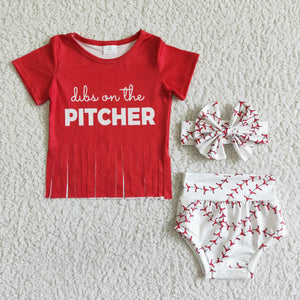 pitcher red bummies whit bow