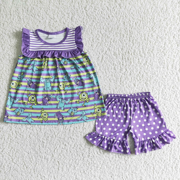 summer cartoon purple girl clothing