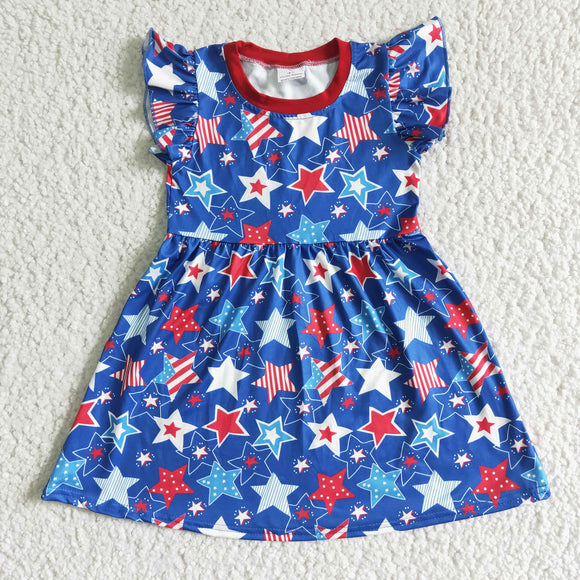 4th July blue star girl dress