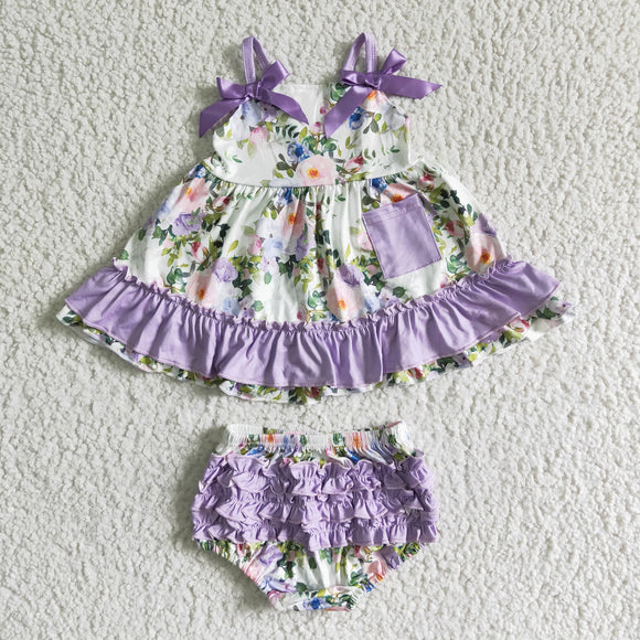 purple flower girl clothing