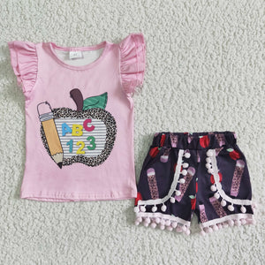pink ABC 123 back to school girl clothing