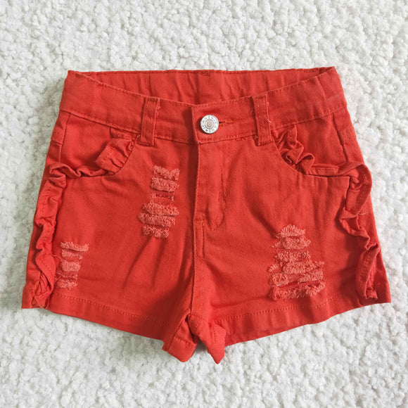 pre-sale summer pink jeans shorts---orange