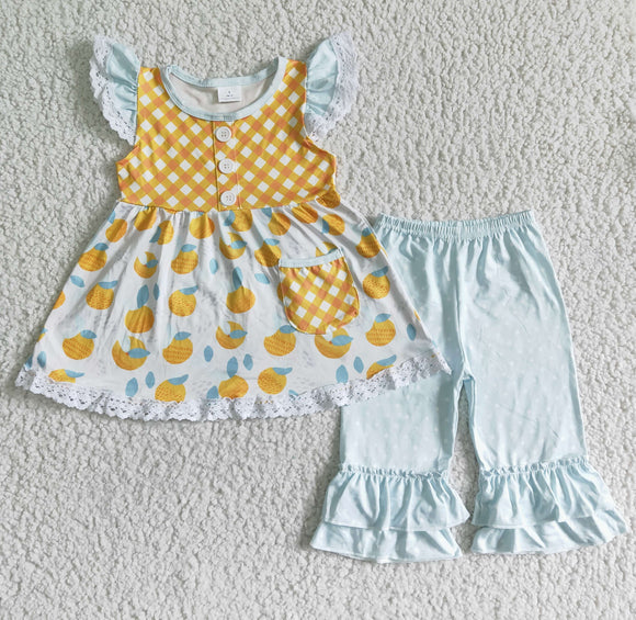 pre-sale yellow and blue  girl Capri pants clothing