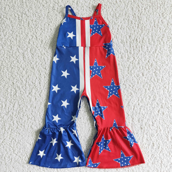 4th of July jumpsuit--blue and red star