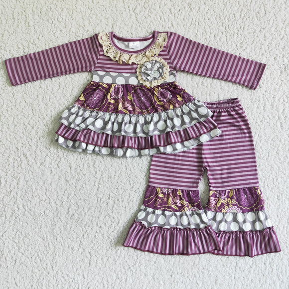 Purple stripes girls clothing  outfits