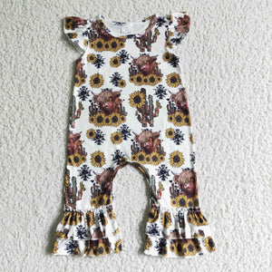 cow sunflower romper