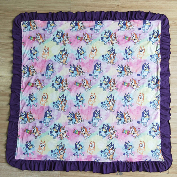 Purple cartoon dog blanket