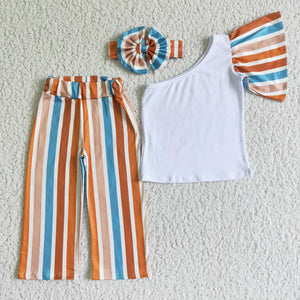 Chromatic stripe girl clothing