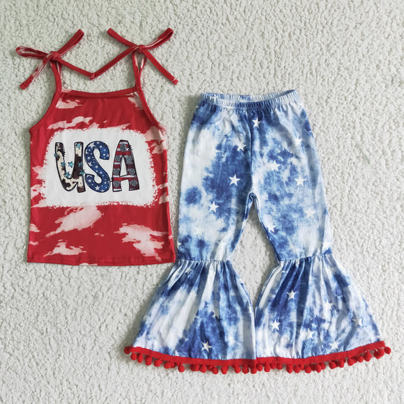 4th of July red USA top + star pants