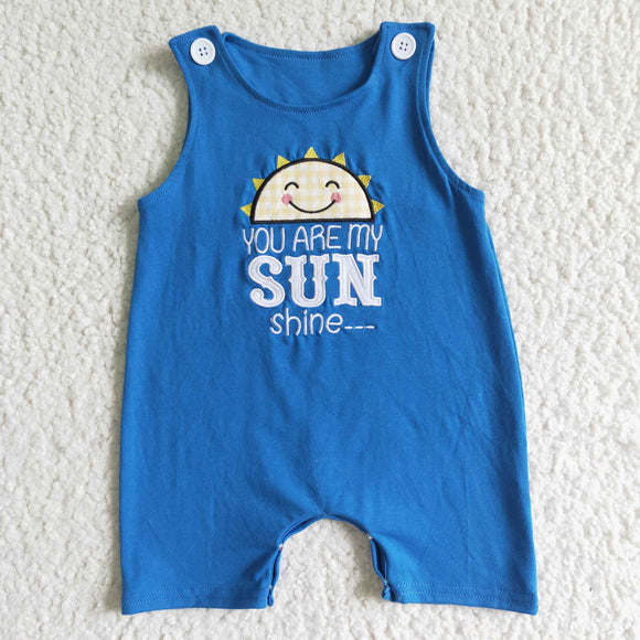 Embroidery blue and yellow sun romper