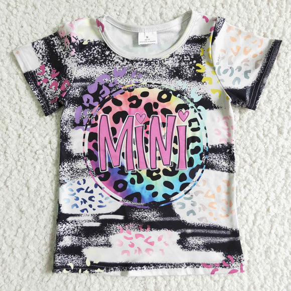 MINI GIRLS black and leopard T-shirt