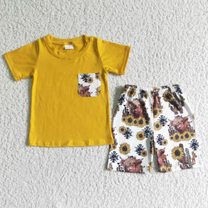 yellow sunflower cow boy clothing