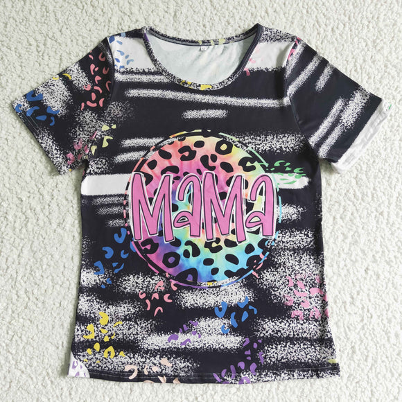 black and leopard  MAMA T-shirt