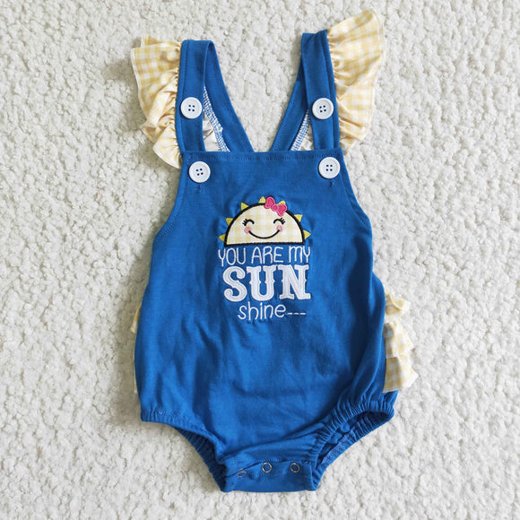 Embroidery yellow and blue sun romper