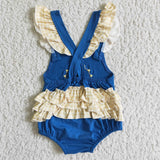Embroidery yellow and blue sun romper