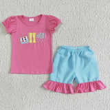 summer embroidery pink girl clothing