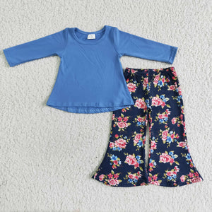 fall flower blue girls clothing outfits