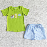 Embroidery summer green boy clothing