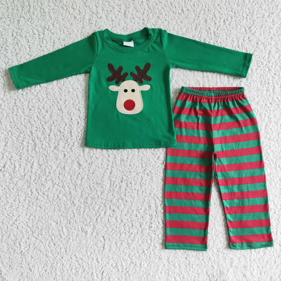 Christmas green embroidered Elk set