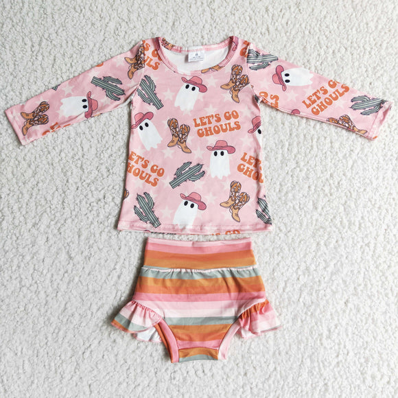 fall Pink ghost bummies baby girls outfits