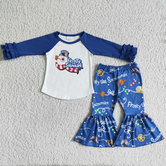 snowman blue girls clothing long sleeve outfits