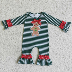 Christmas romper green stripe baby clothing