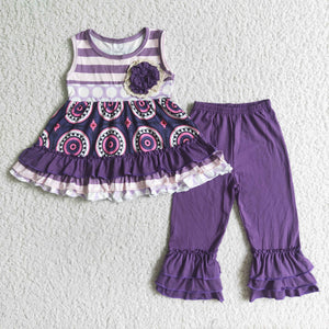 Purple sleeveless stripes  girl clothing  outfits