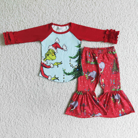 Christmas girls clothing red  long sleeve outfits