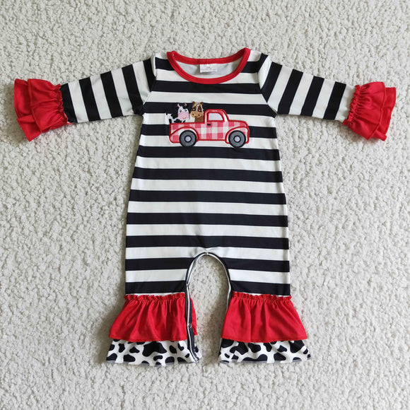 Striped printed baby romper