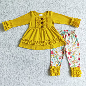 fall yellow flower girls clothing