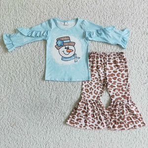 Blue snowman girls clothing