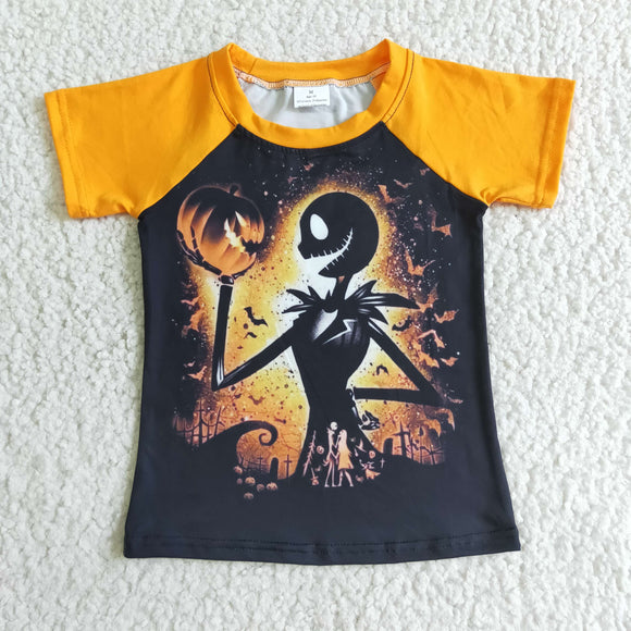 Halloween orange skull boys t-shirts