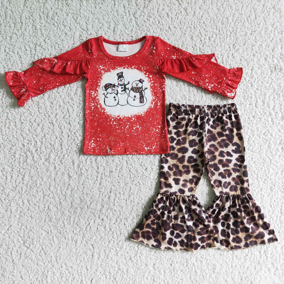 leopard snowman red  girls outfits
