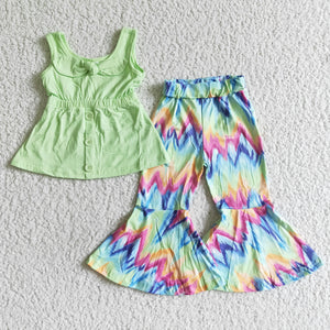summer girl green clothing short sleeve  trouser outfits