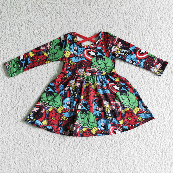 cartoon green and red girl dress